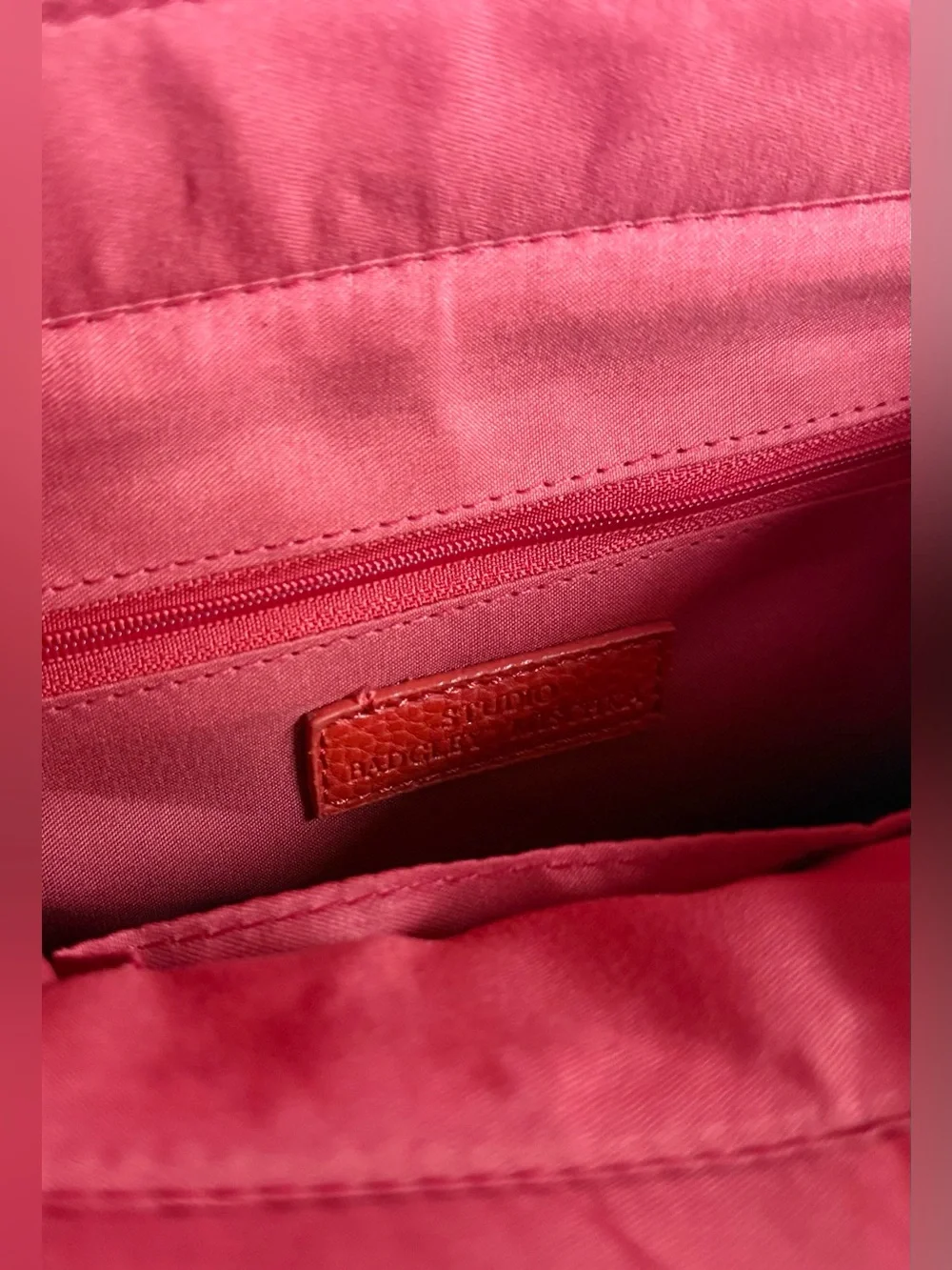 Bradley Mischka Red Satchel Bag with Crossbody/Shoulder Strap and Gold Hardware